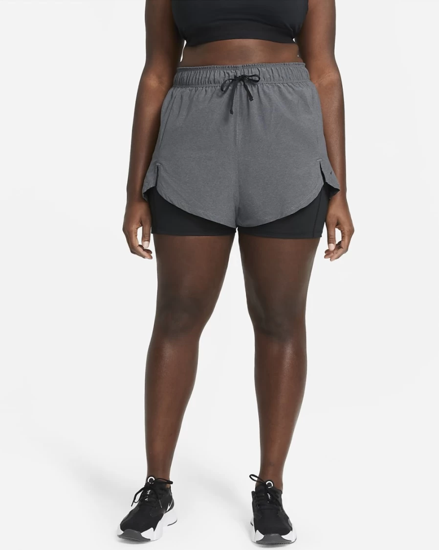 Nike Women's Flex Essential 2-in-1 Training Shorts Plus Size - Black/Heather