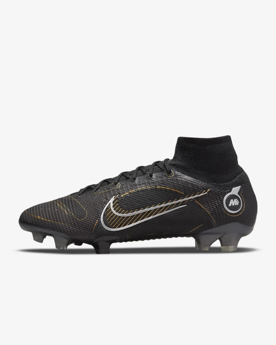 Nike Mercurial Superfly 8 Elite FG Firm-Ground Soccer Cleats for Men & Women - Black, Metallic Silver, Cave Stone, Metallic Gold