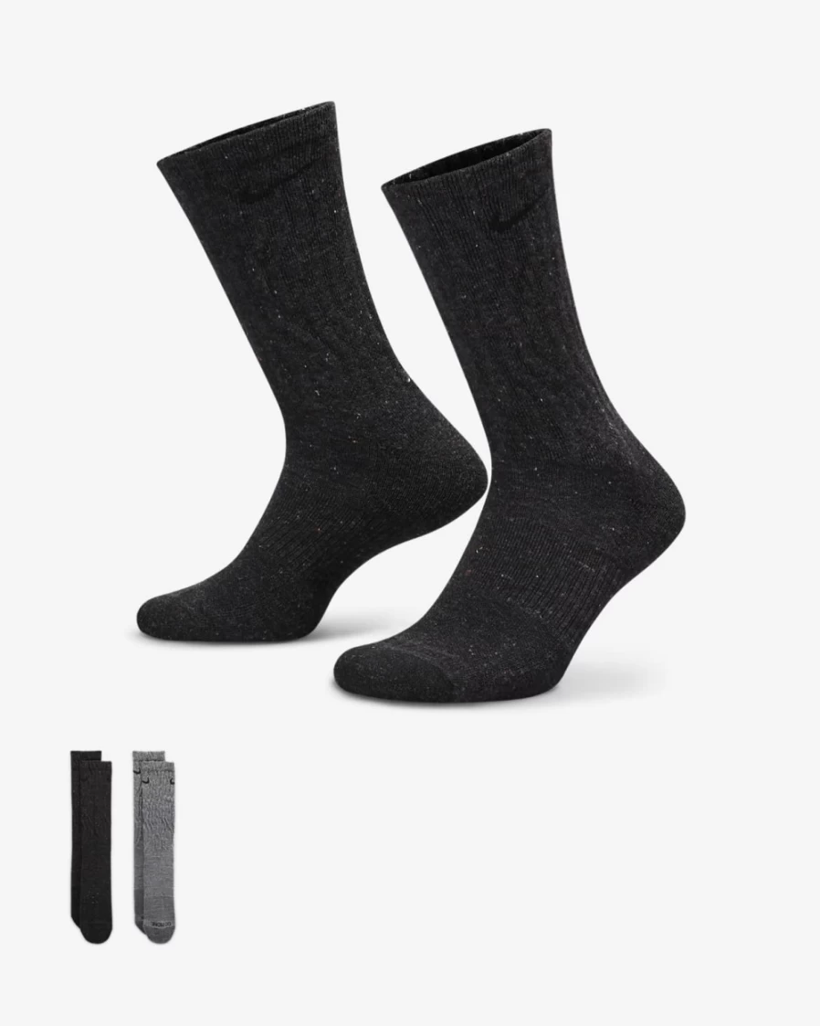 Nike Everyday Plus Cushioned Crew Socks for Men & Women - Multi-Color (2-Pair Pack)