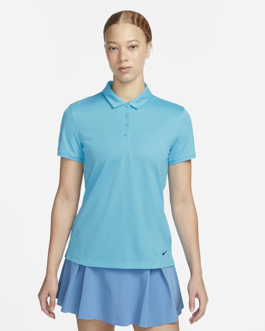 Nike Dri-FIT Victory Women's Golf Polo Shirt - Baltic Blue/Black - Moisture-Wicking Performance Top