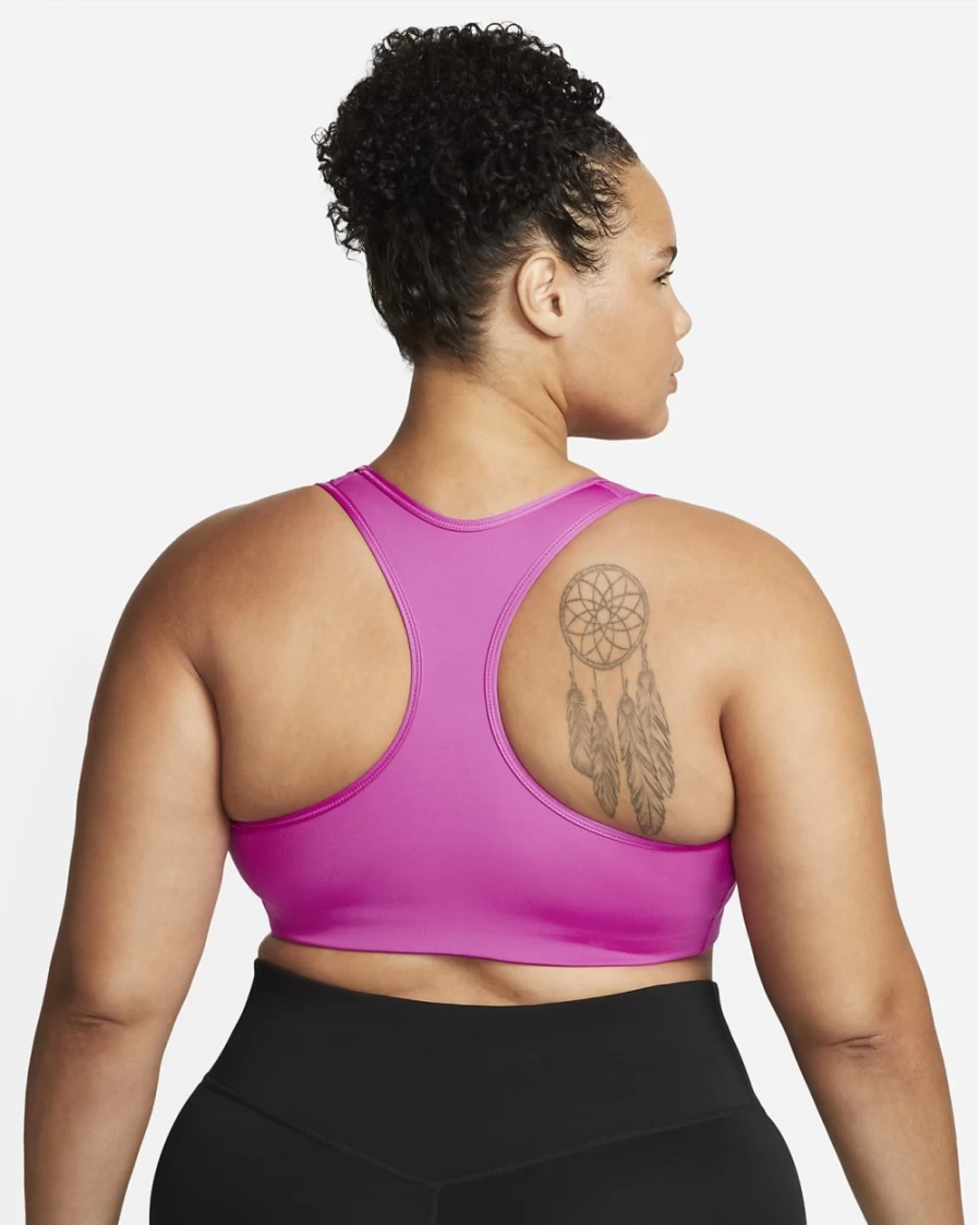 Nike Swoosh Women's Medium-Support Sports Bra - Active Fuchsia/White - Plus Size Non-Padded Workout Top