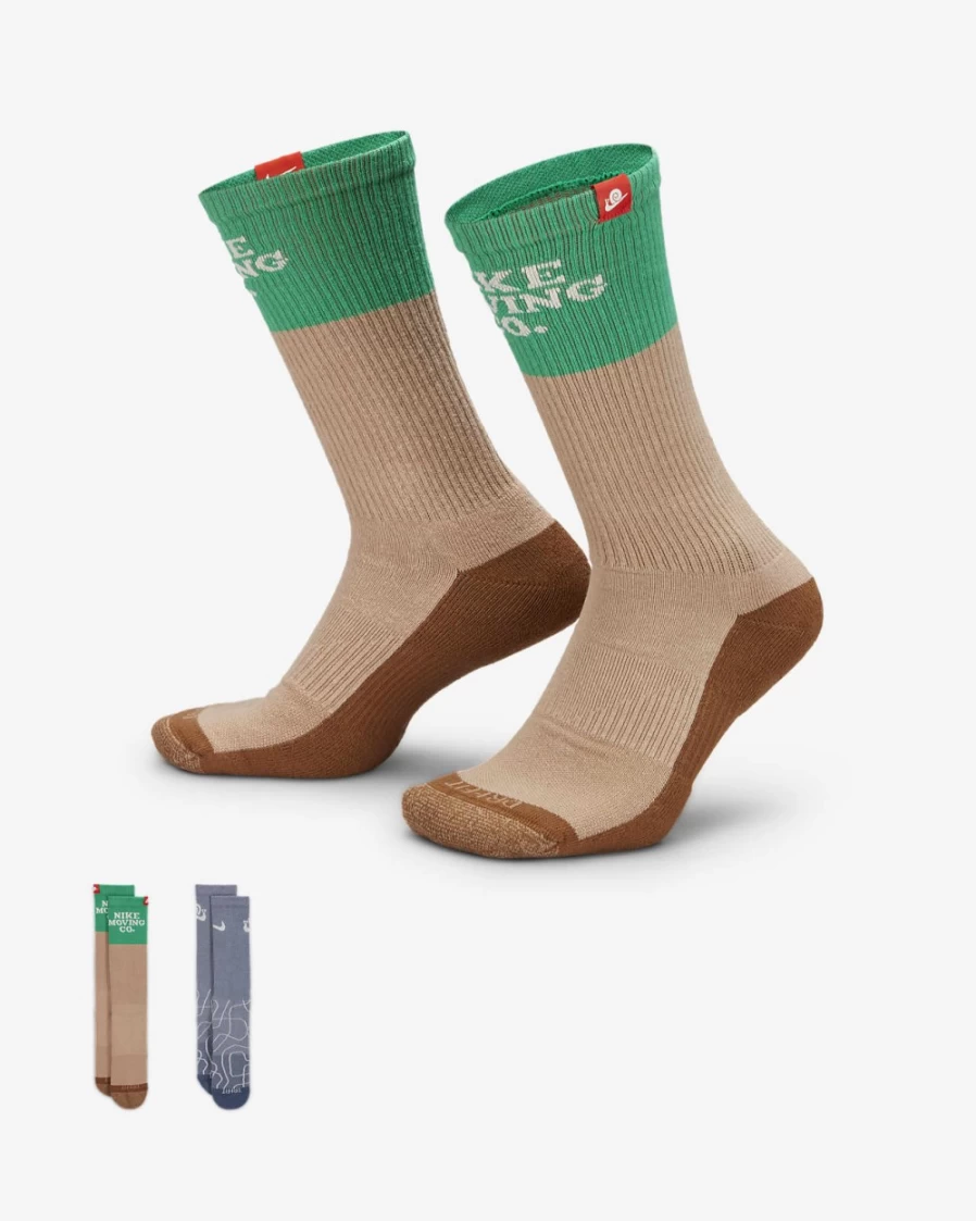 Nike Everyday Plus Cushioned Crew Socks for Men & Women - Multi-Color (2-Pair Pack)