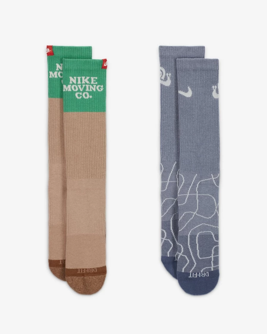 Nike Everyday Plus Cushioned Crew Socks for Men & Women - Multi-Color (2-Pair Pack)