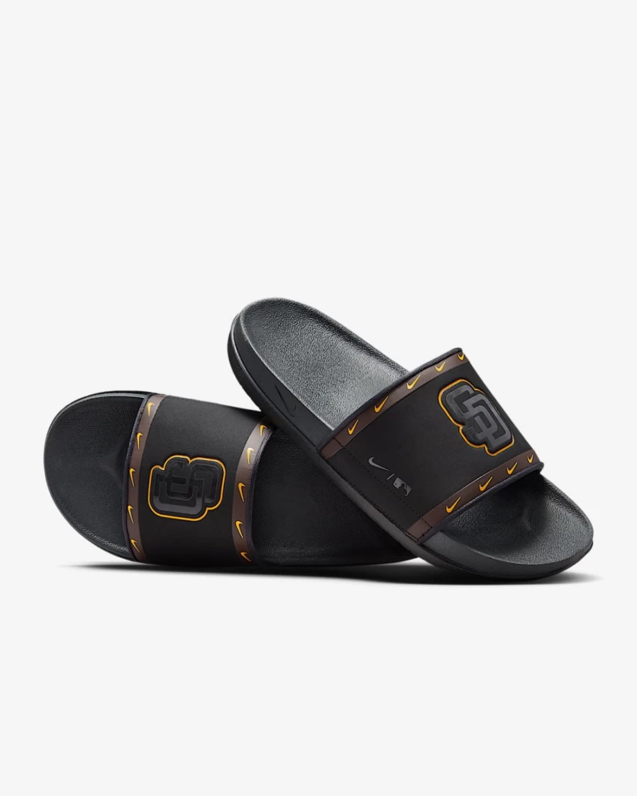 Nike Offcourt Slide Sandals for Men & Women - MLB San Diego Padres Edition in Black/Dark Cinder/Amarillo/Anthracite