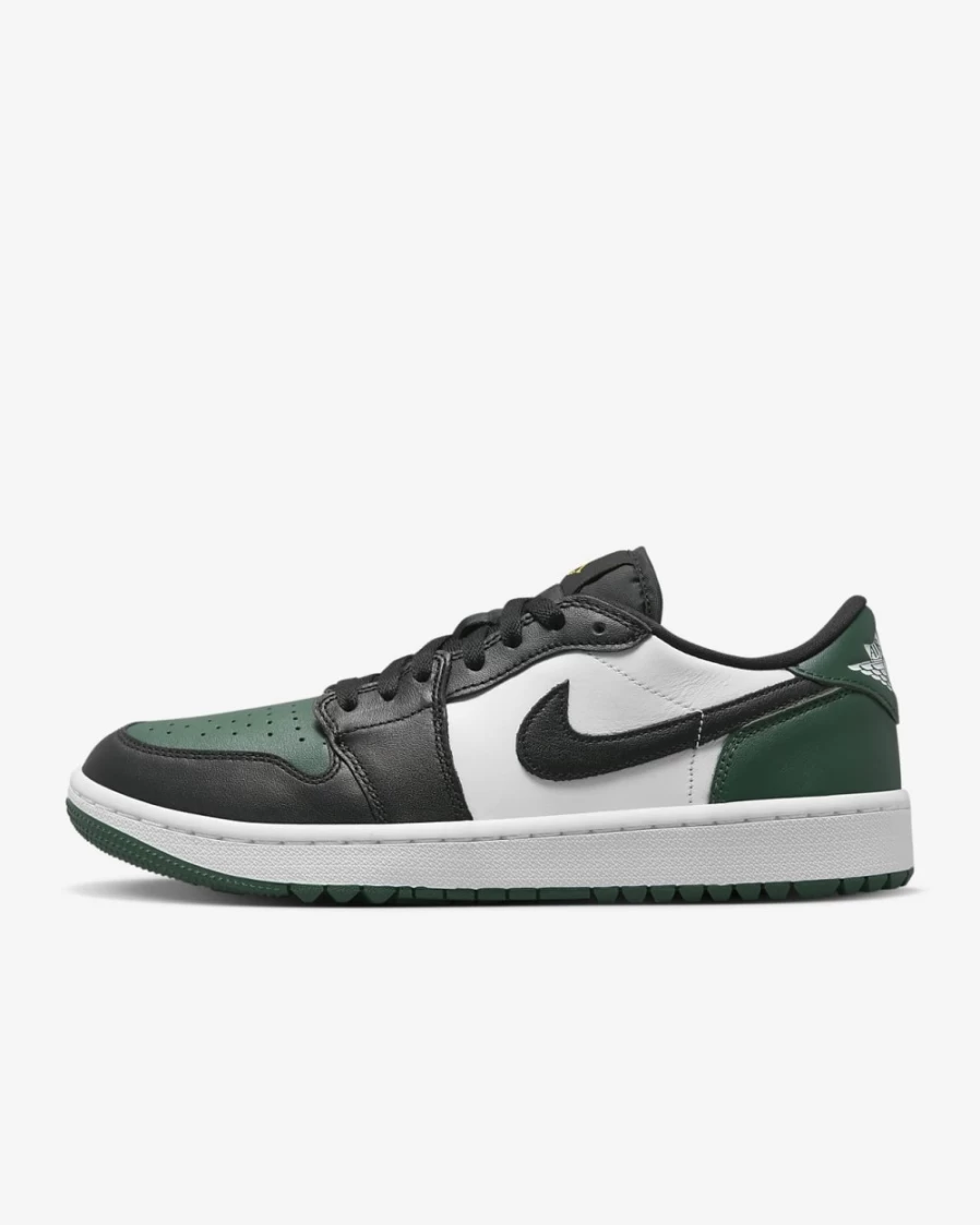 Nike Air Jordan 1 Low G Golf Shoes for Men & Women - White/Noble Green/Pollen/Black