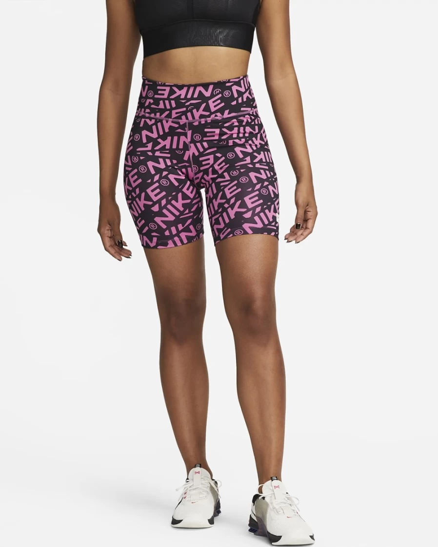 Nike Women's Cosmic Fuchsia Mid-Rise 7" Printed Biker Shorts