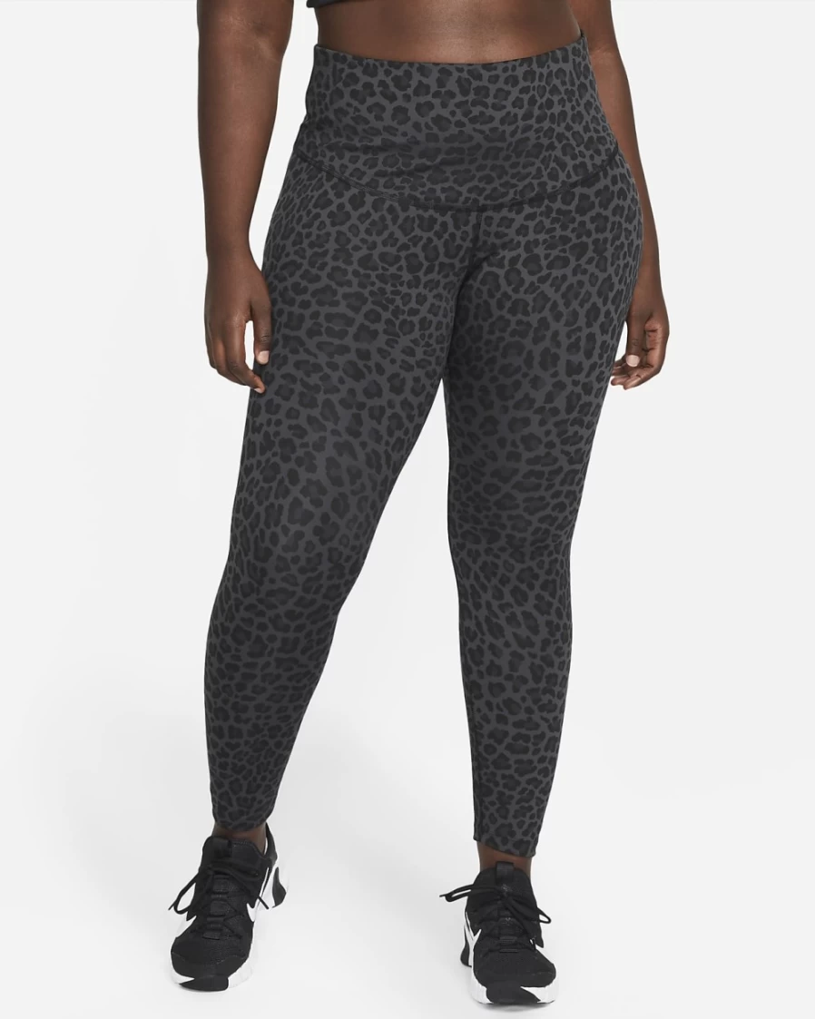 Nike One Women's Plus Size High-Waisted Printed Leggings - Dark Smoke Grey & White