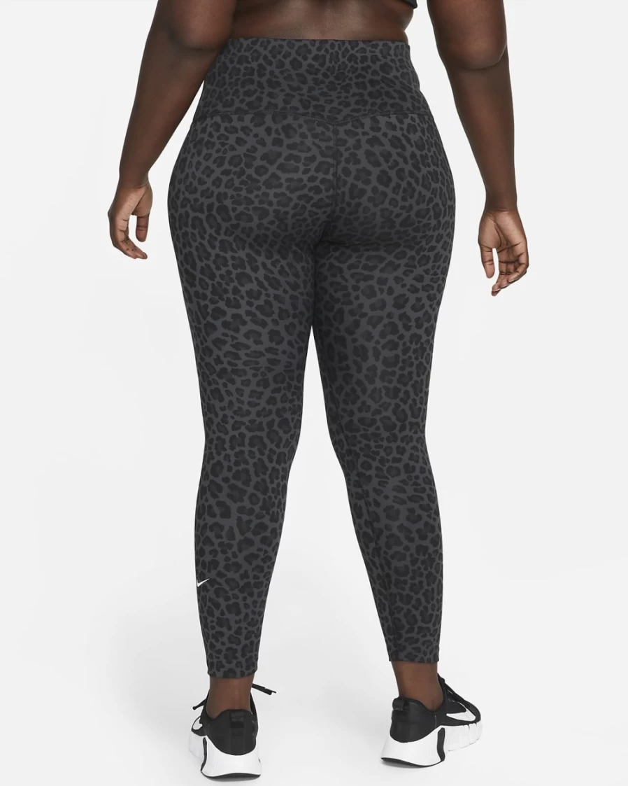 Nike One Women's Plus Size High-Waisted Printed Leggings - Dark Smoke Grey & White