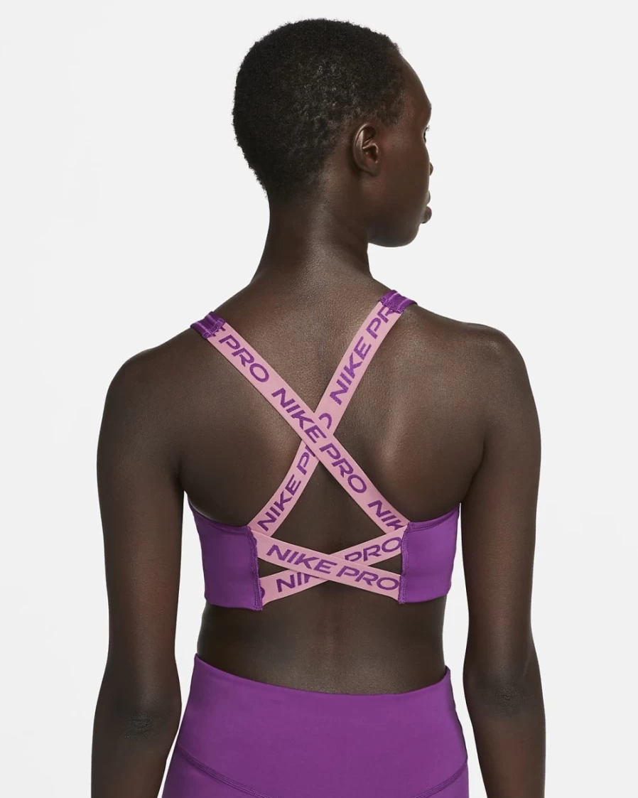 Nike Pro Swoosh Women's Medium-Support Sports Bra - Viotech/Cave Purple/Desert Berry Graphic Design Non-Padded