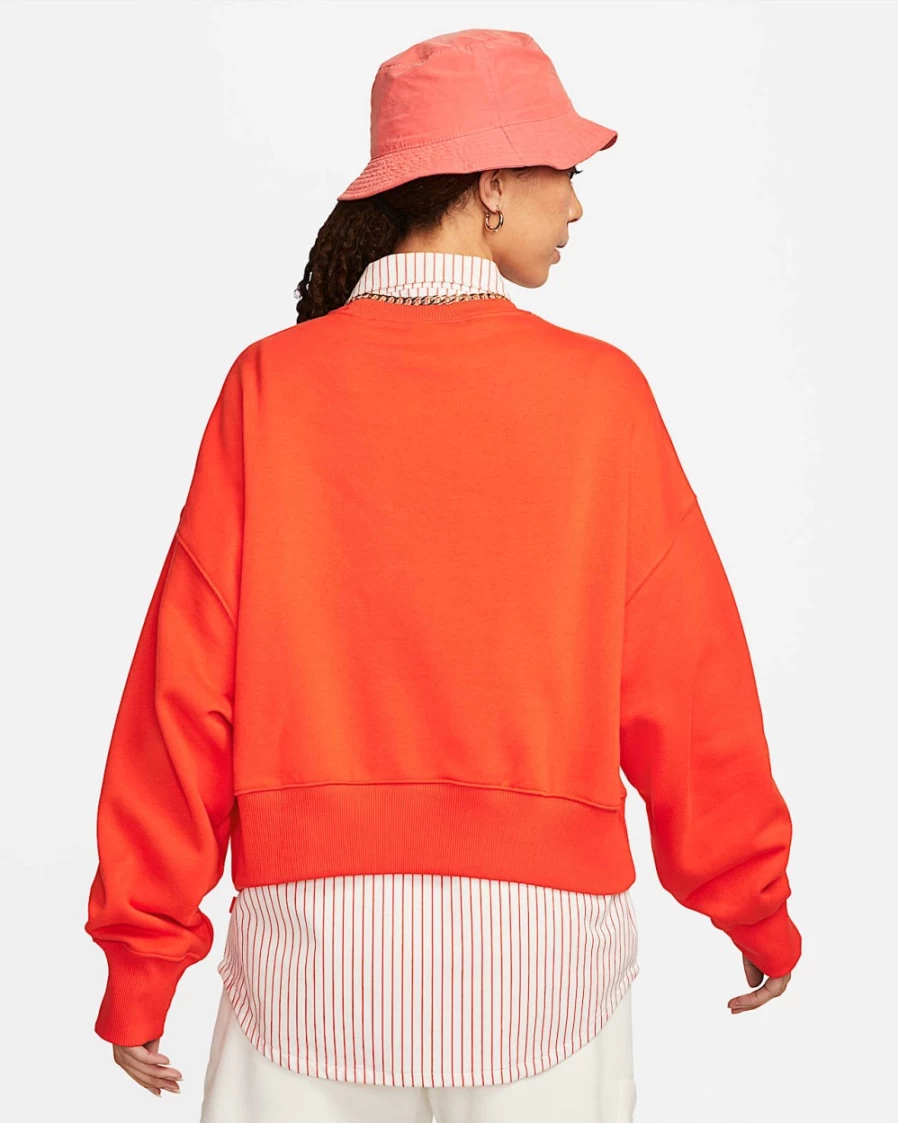 Nike Women's Picante Red/Sail Phoenix Fleece Oversized Crewneck Sweatshirt | Sportswear