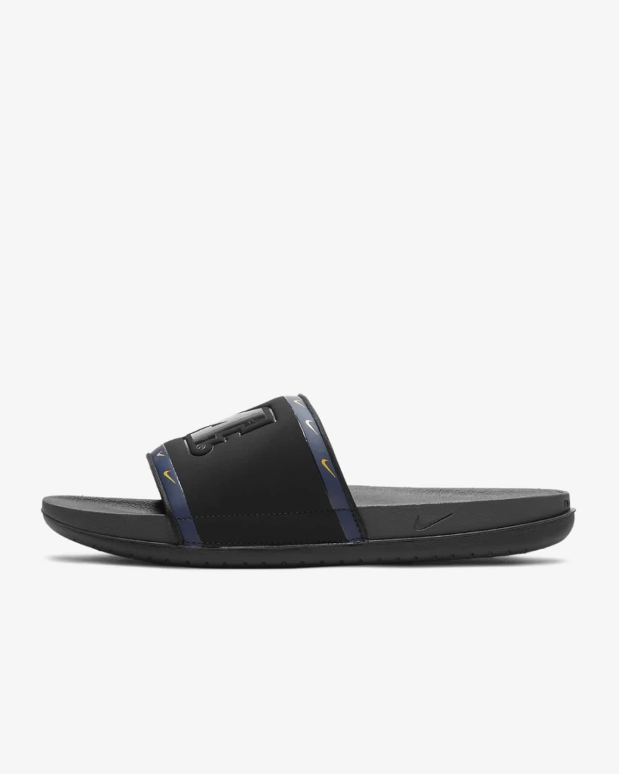 Nike Offcourt Slide for Men & Women - Black/College Navy/Amarillo/Anthracite Michigan Colorway