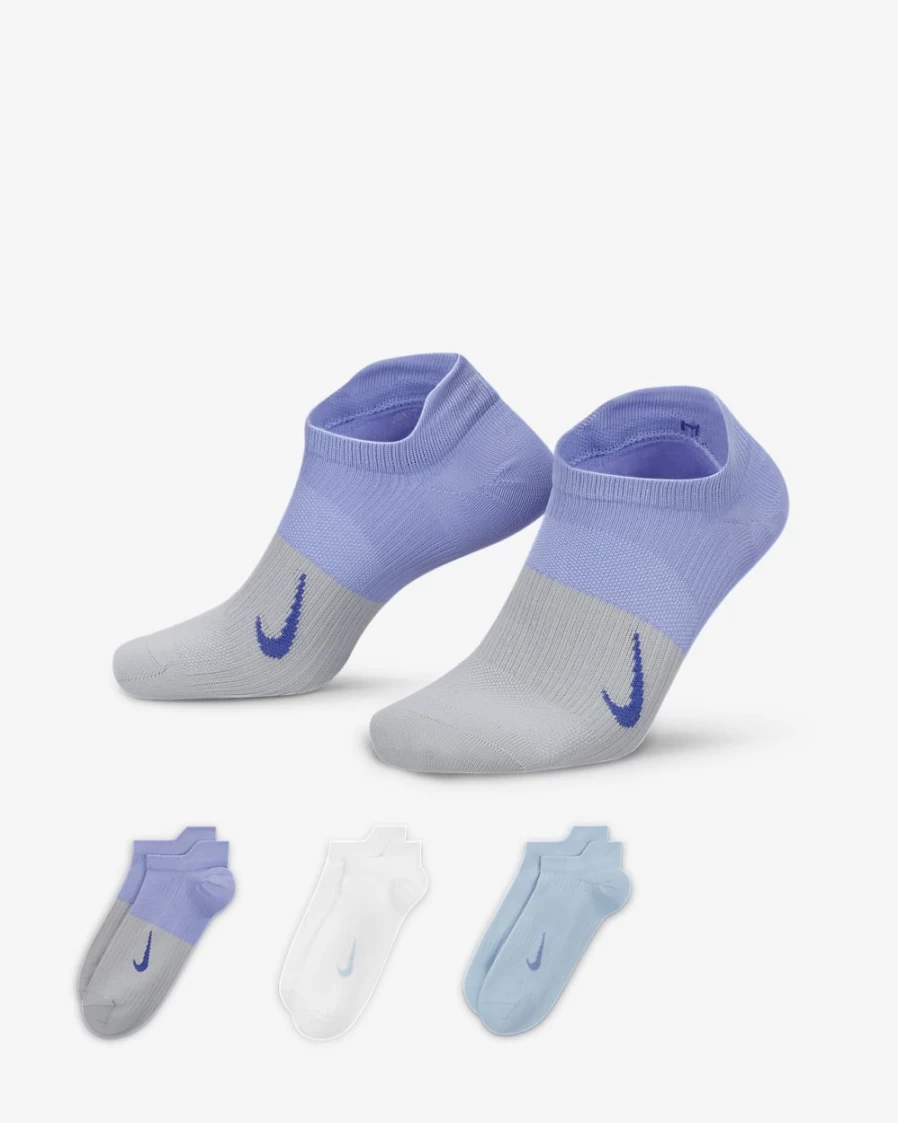 Nike Women's Multi-Color No-Show Training Socks - 3-Pack Lightweight Everyday Plus