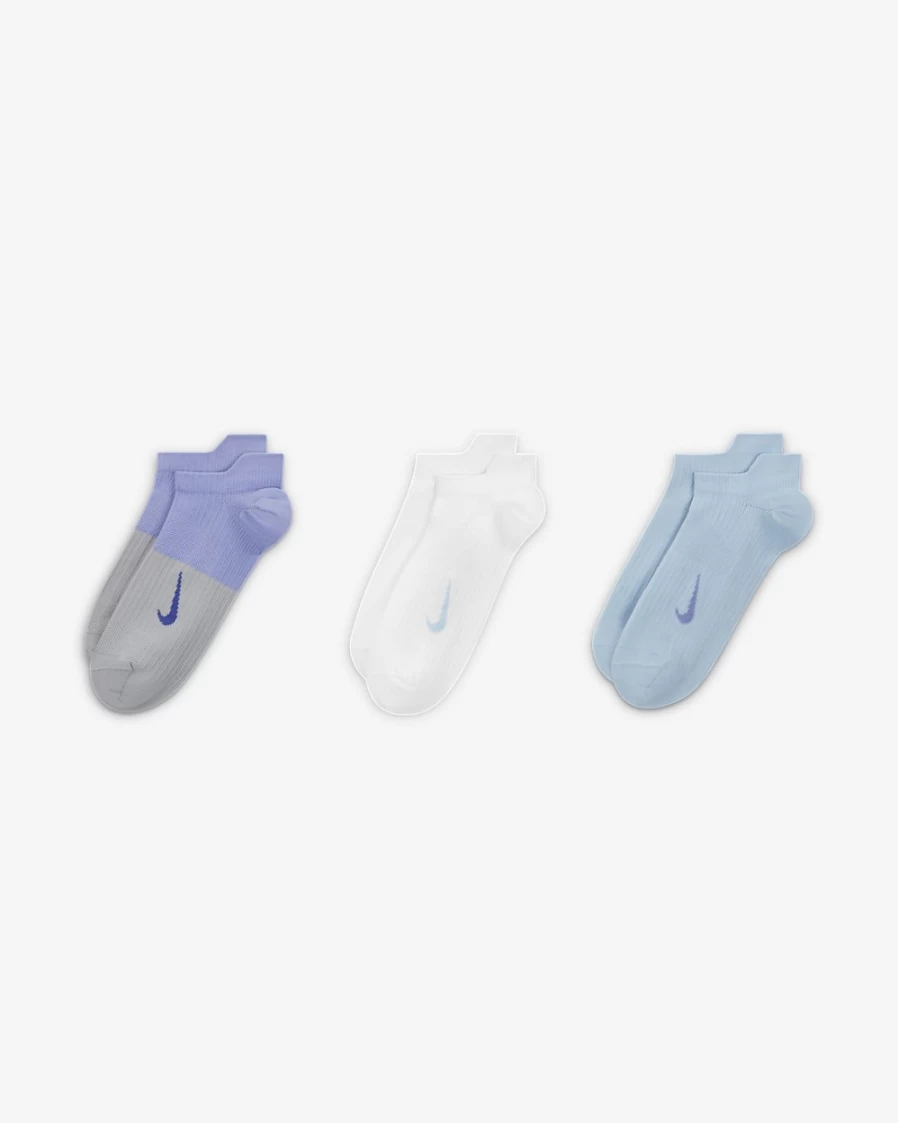 Nike Women's Multi-Color No-Show Training Socks - 3-Pack Lightweight Everyday Plus