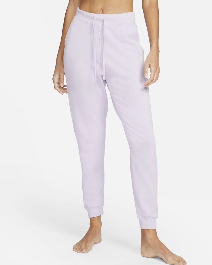 Nike Women's Yoga Luxe 7/8 Fleece Joggers in Doll/Grey Fog - Comfortable High-Waisted Lounge Pants