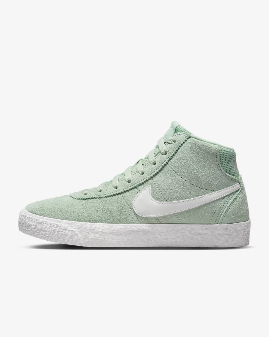 Nike SB Bruin High Skate Shoes for Women - Enamel Green, Gum Light Brown, Summit White