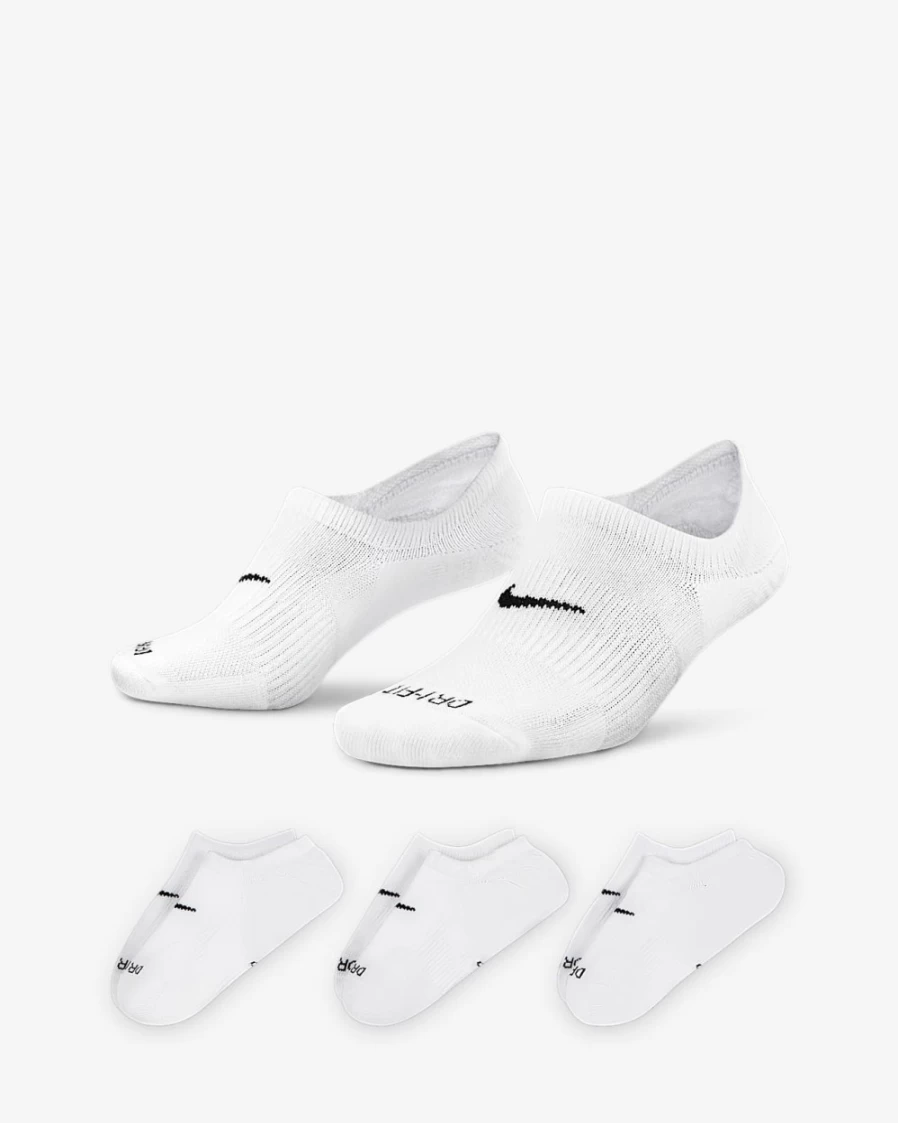 Nike Women's Multi-Color Training Socks - 3 Pairs, Everyday Plus Cushioned Footie Socks for Comfort & Support
