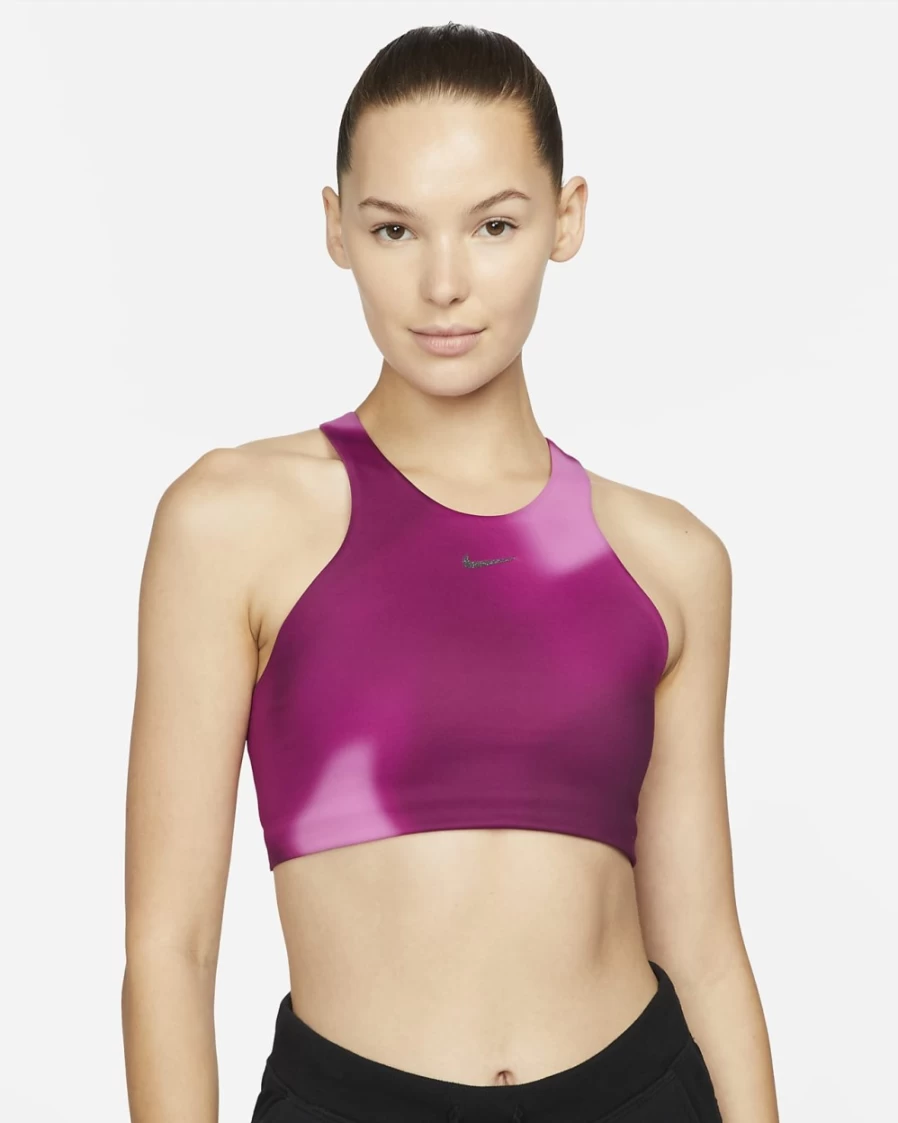 Nike Women's Cosmic Fuchsia/Iron Grey Medium-Support Lightly Lined Yoga Swoosh Gradient-Dye Sports Bra