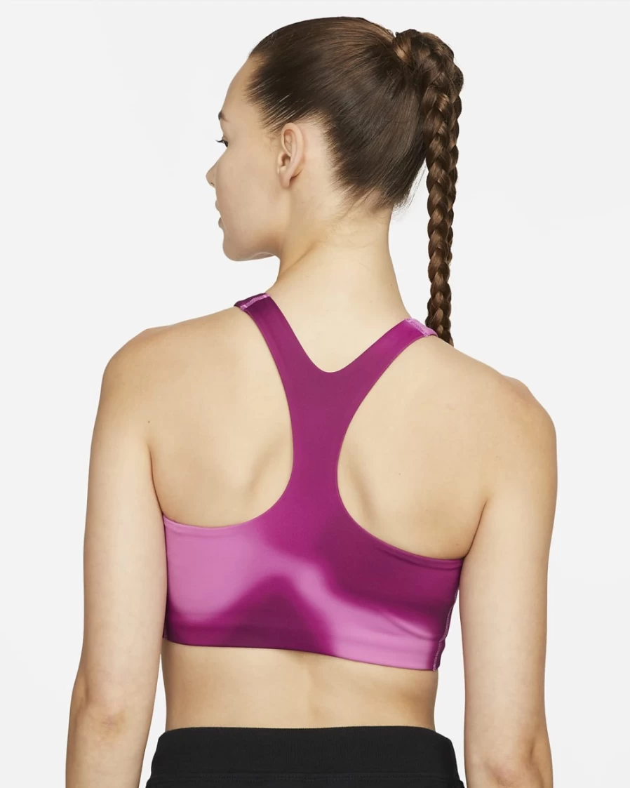 Nike Women's Cosmic Fuchsia/Iron Grey Medium-Support Lightly Lined Yoga Swoosh Gradient-Dye Sports Bra