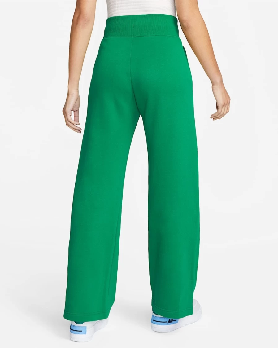 Nike Women's High-Waisted Wide-Leg Sweatpants - Malachite/Sail - Phoenix Fleece Comfort