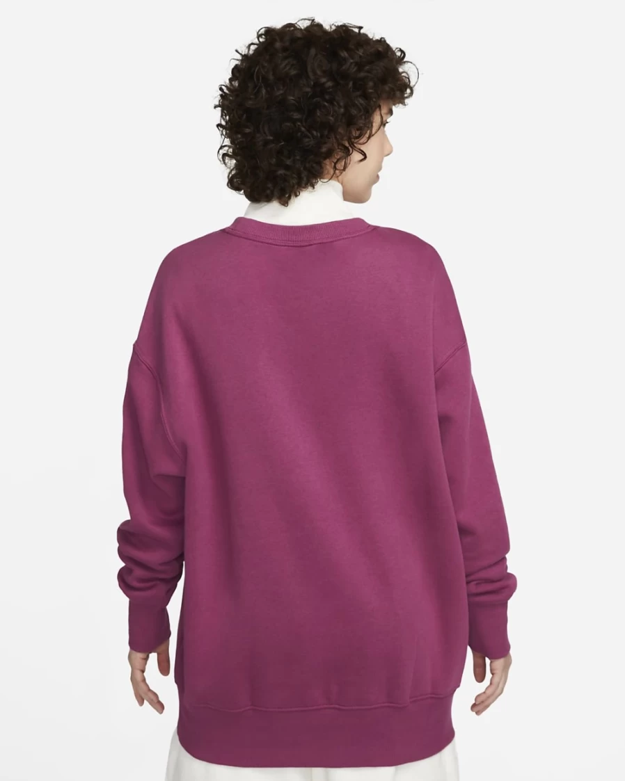 Nike Women's Rosewood/Sail Oversized Crewneck Sweatshirt - Phoenix Fleece Comfort & Style