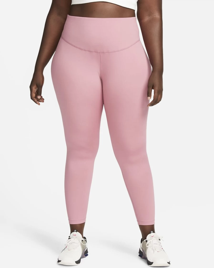 Nike One Women's Mid-Rise Leggings - Plus Size Workout Pants in Desert Berry/White