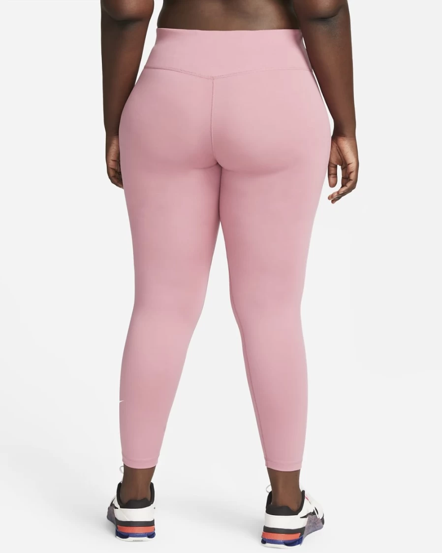 Nike One Women's Mid-Rise Leggings - Plus Size Workout Pants in Desert Berry/White