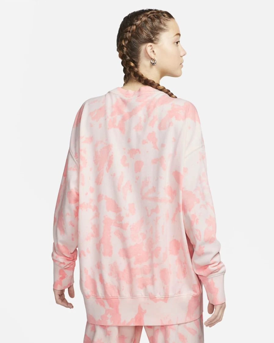 Nike Women's Bright Crimson & White Cloud-Dye Crewneck Jersey Top - Sportswear Collection