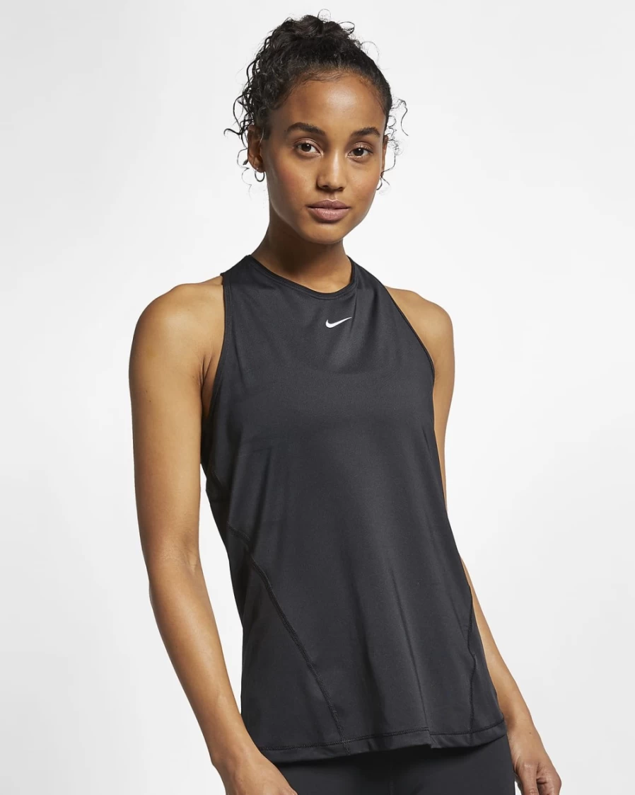 Nike Women's Pro Mesh Tank Top - Black/White Athletic Performance Shirt