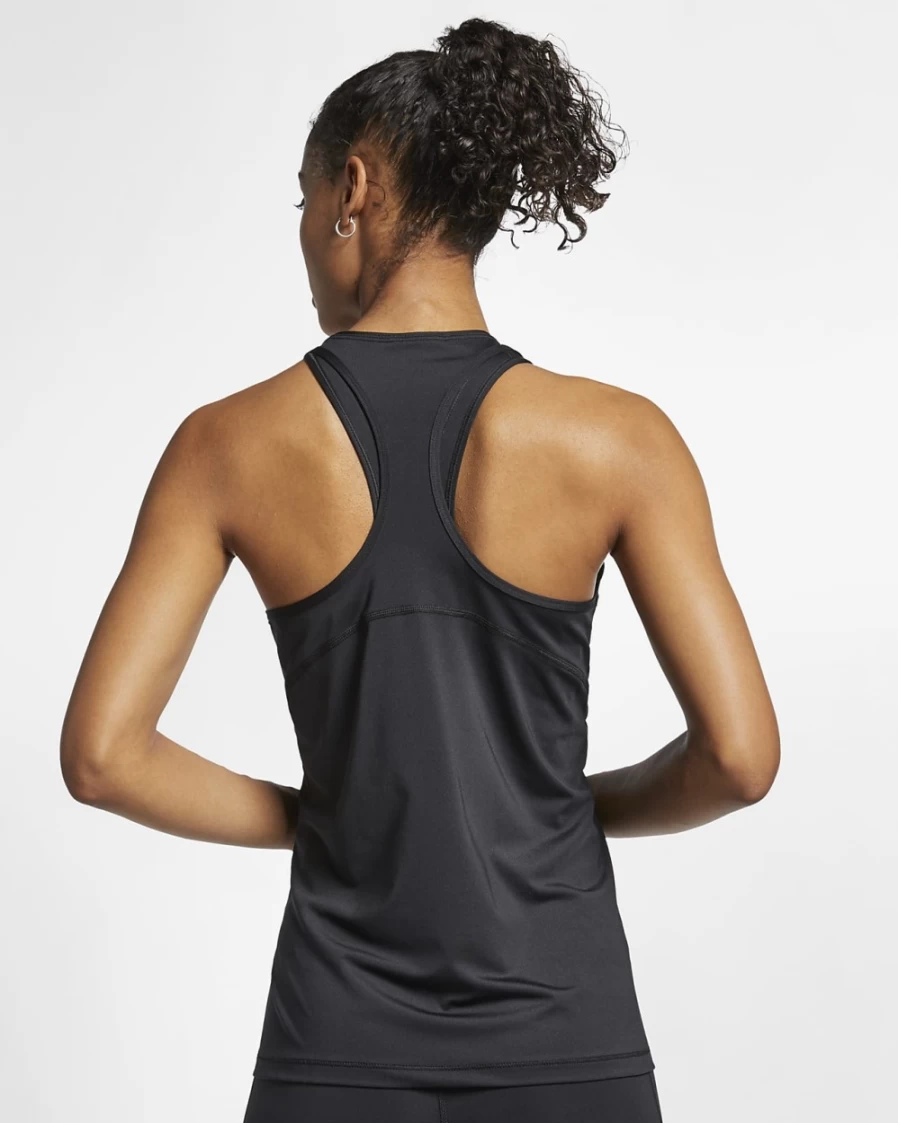 Nike Women's Pro Mesh Tank Top - Black/White Athletic Performance Shirt