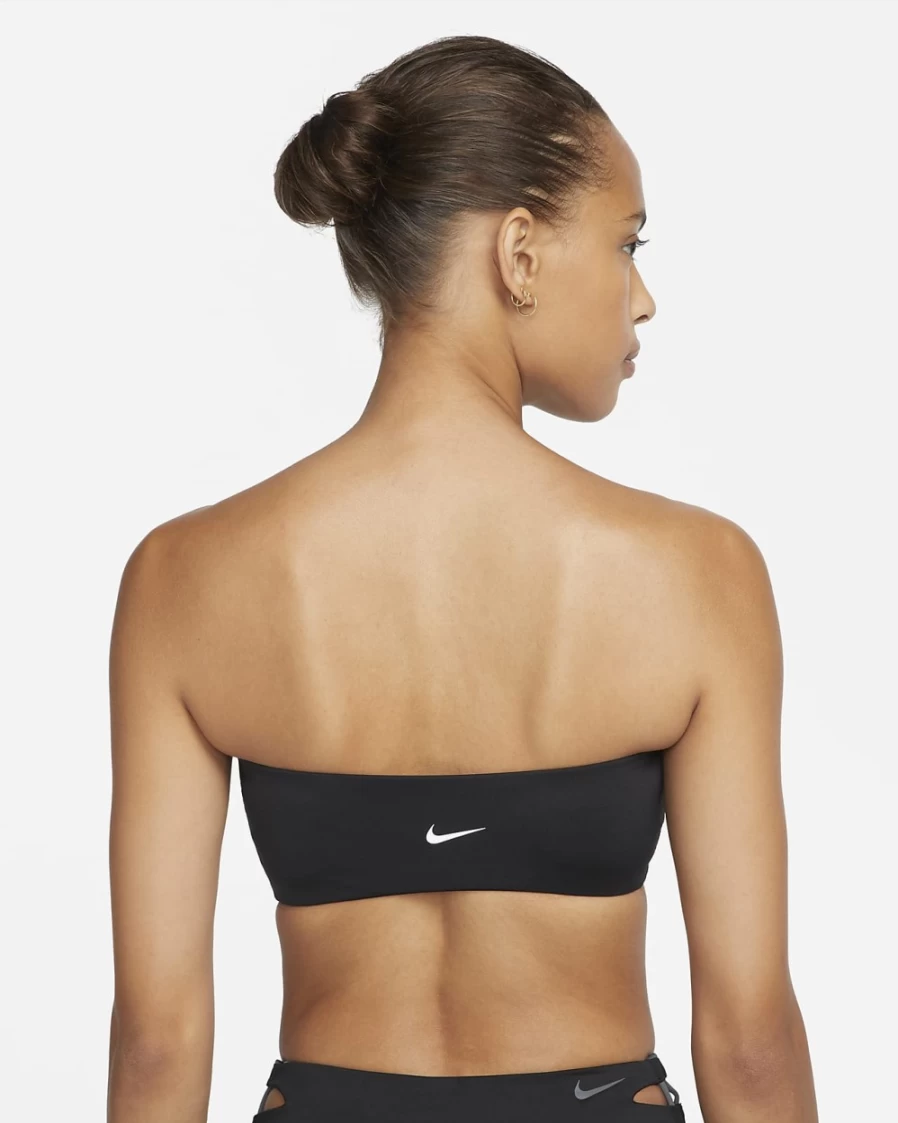 Nike Women's Black Multi Logo Bandeau Bikini Top
