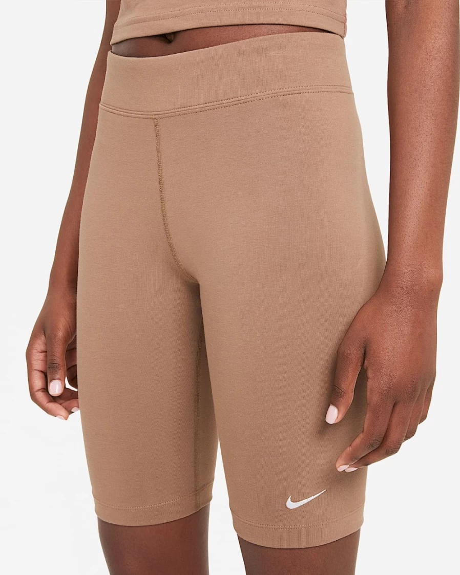 Nike Women's Archaeo Brown/White Mid-Rise Essential Biker Shorts | Sportswear