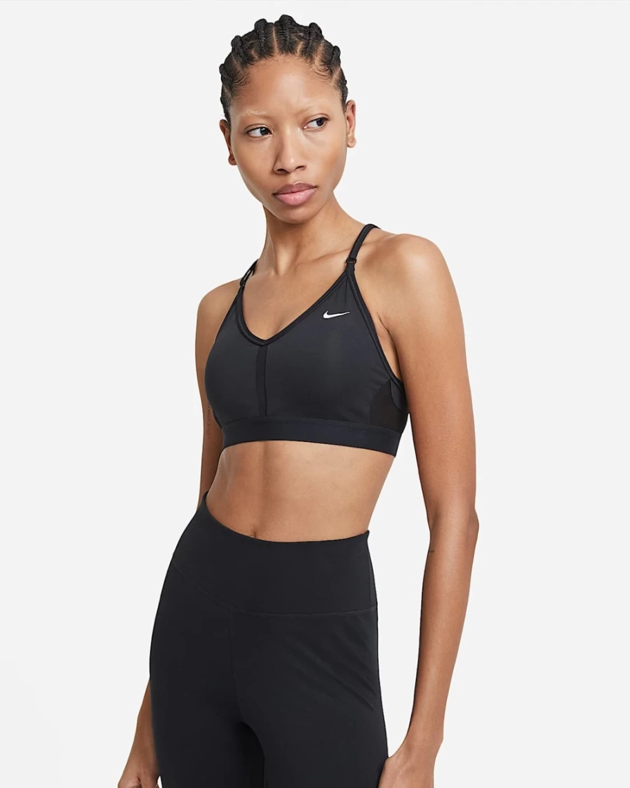 Nike Indy Women's Light-Support Padded V-Neck Sports Bra - Black/White Color Options