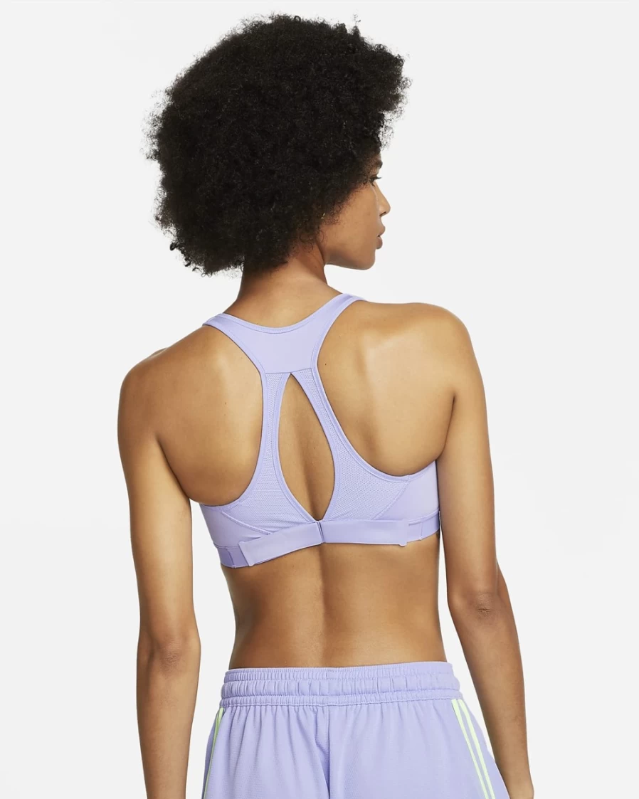 Nike Swoosh Fly Women's Light Thistle/Ghost Green High-Support Mesh-Back Sports Bra