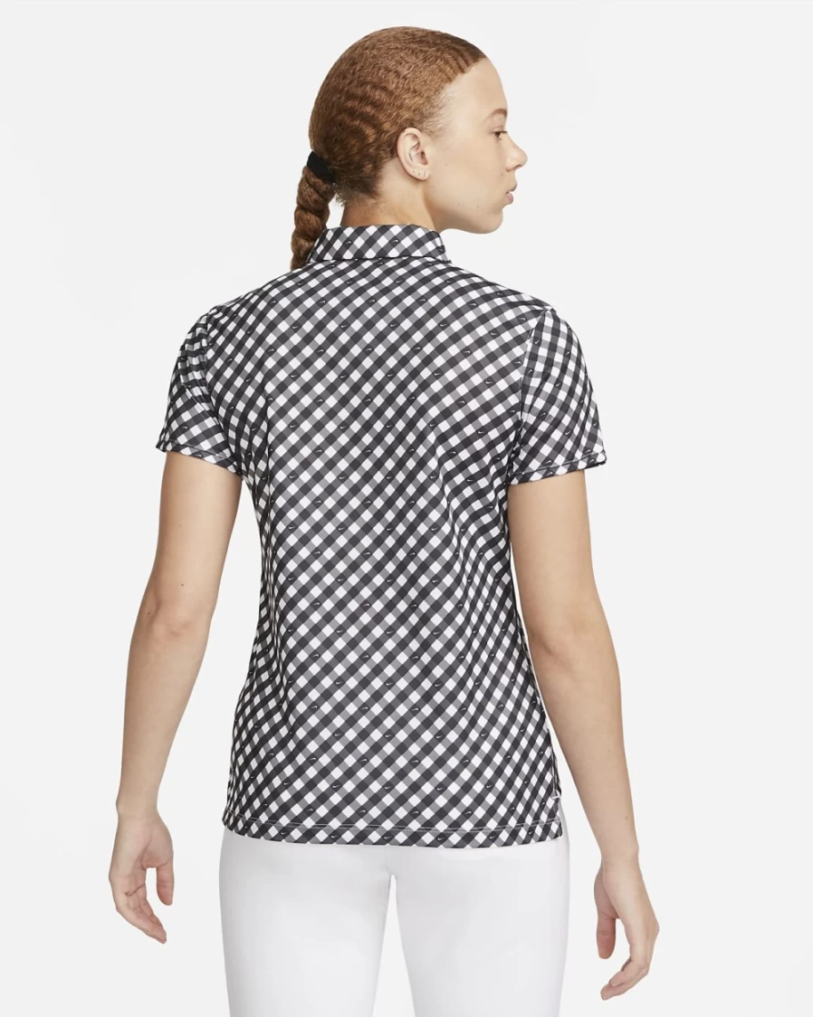 Nike Dri-FIT Victory Women's Black Golf Polo Shirt - Moisture-Wicking Short-Sleeve Printed Top for Women