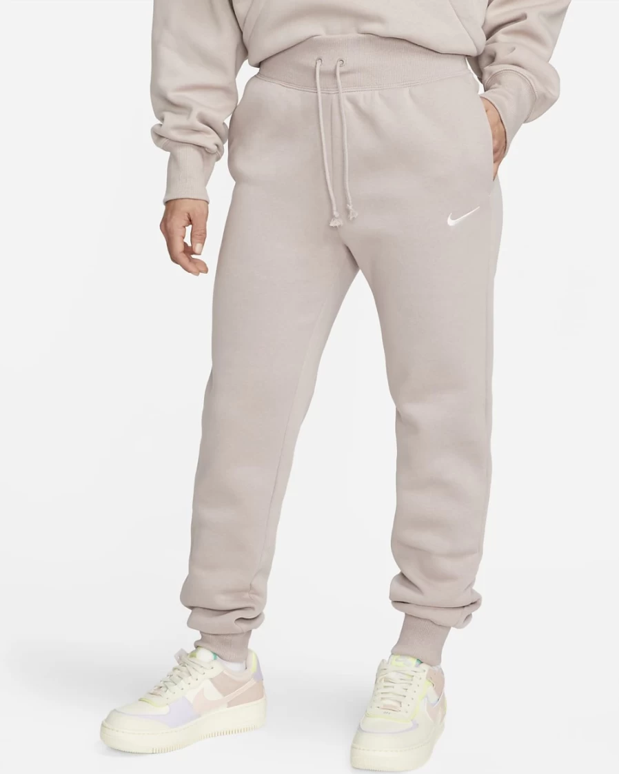 Nike Women's Diffused Taupe High-Waisted Fleece Joggers - Sportswear Phoenix Collection