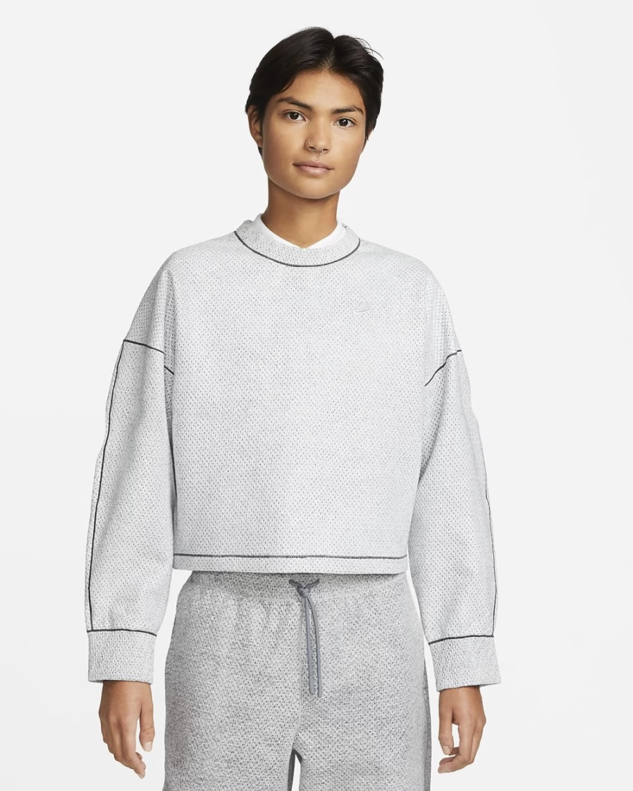 Nike Women's Light Smoke Grey Heather Anthracite Forward Crew Sweatshirt