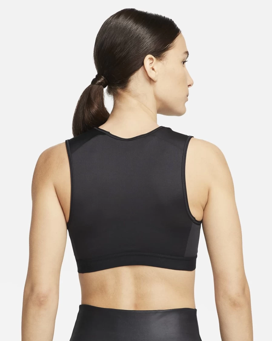 Nike Women's Air Swoosh High-Neck Medium-Support Sports Bra - Black/Black