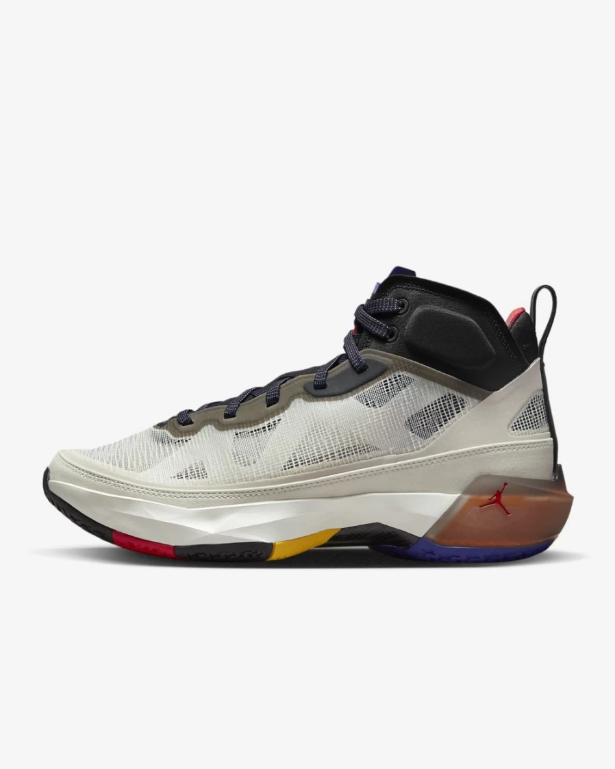 Nike Air Jordan XXXVII Light Bone/Black/Dark Concord/Fire Red Basketball Shoes for Men & Women