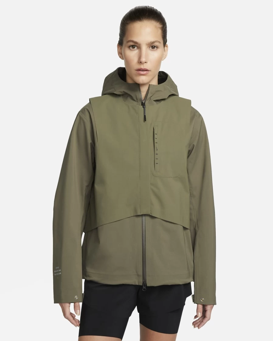 Nike Storm-FIT Run Division Women's Medium Olive Full-Zip Hooded Running Jacket