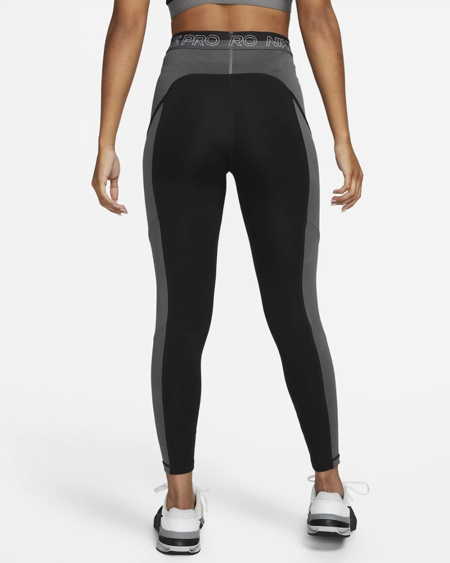 Nike Pro Women's High-Waisted 7/8 Workout Leggings with Pockets - Black, Iron Grey, White Fitness Tights for Training