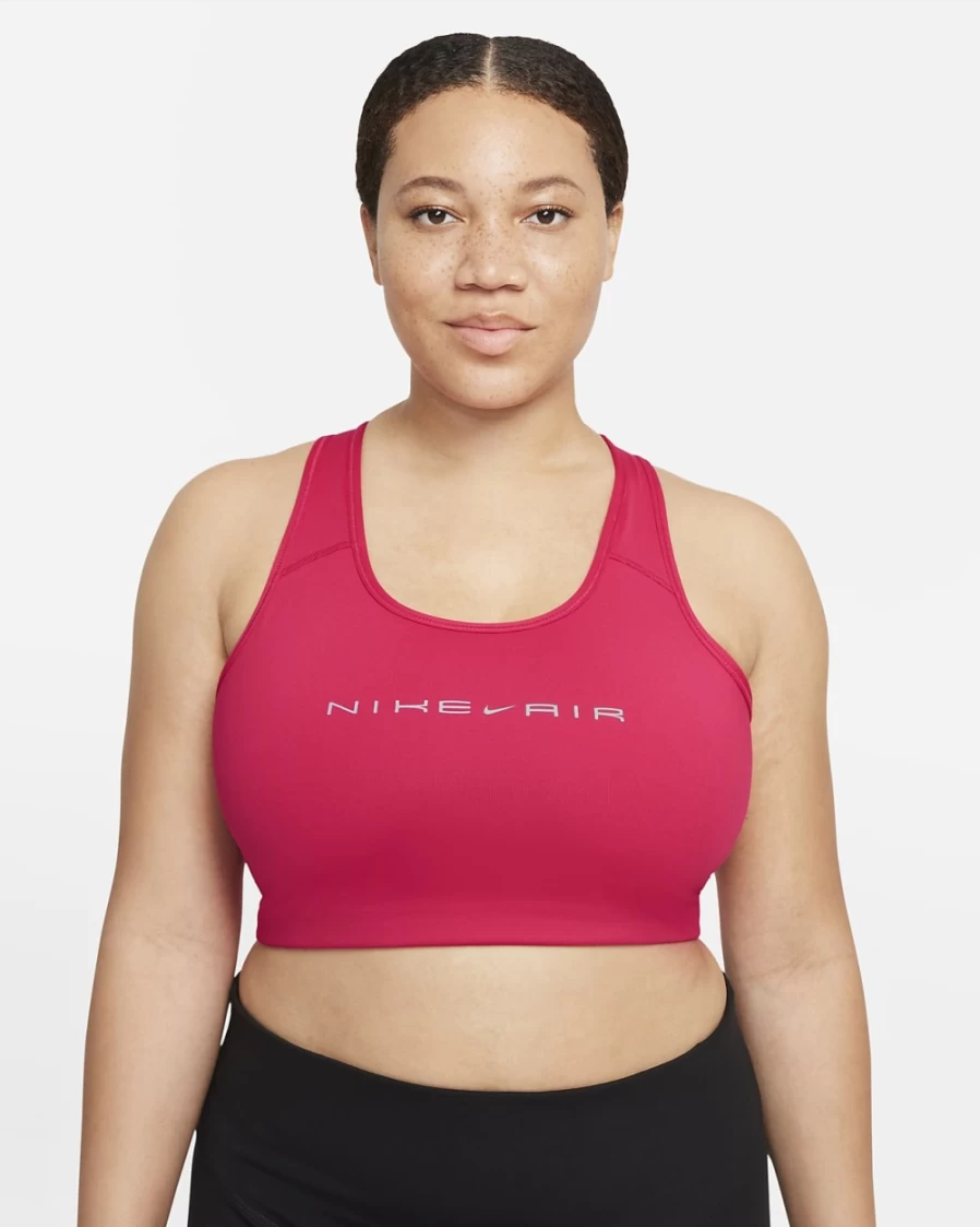 Nike Air Swoosh Women's Medium-Support Very Berry Non-Padded Graphic Sports Bra - Plus Size Activewear
