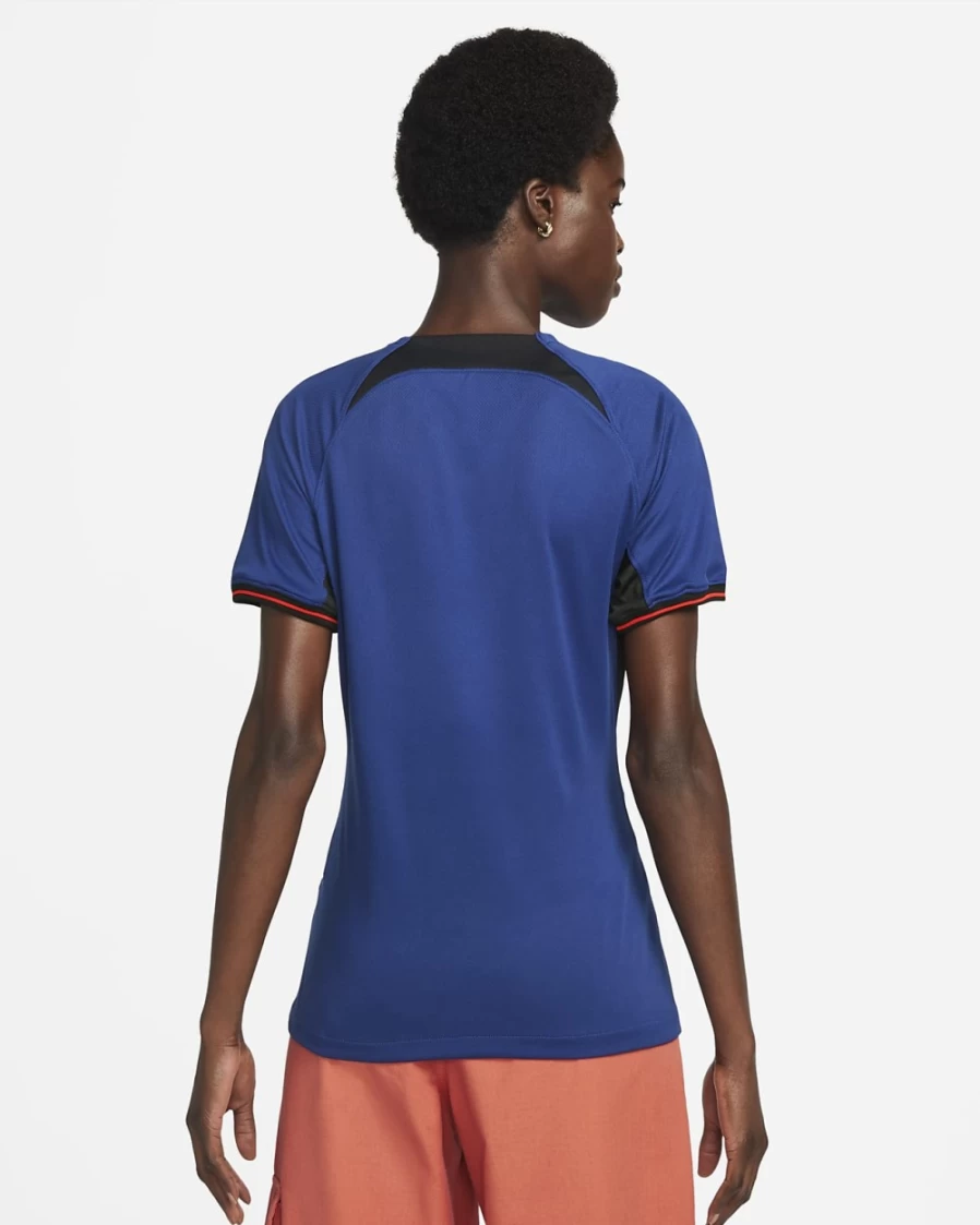 Nike Women's Netherlands 2022/23 Away Soccer Jersey - Dri-FIT Deep Royal Blue/Black/Habanero Red Football Shirt