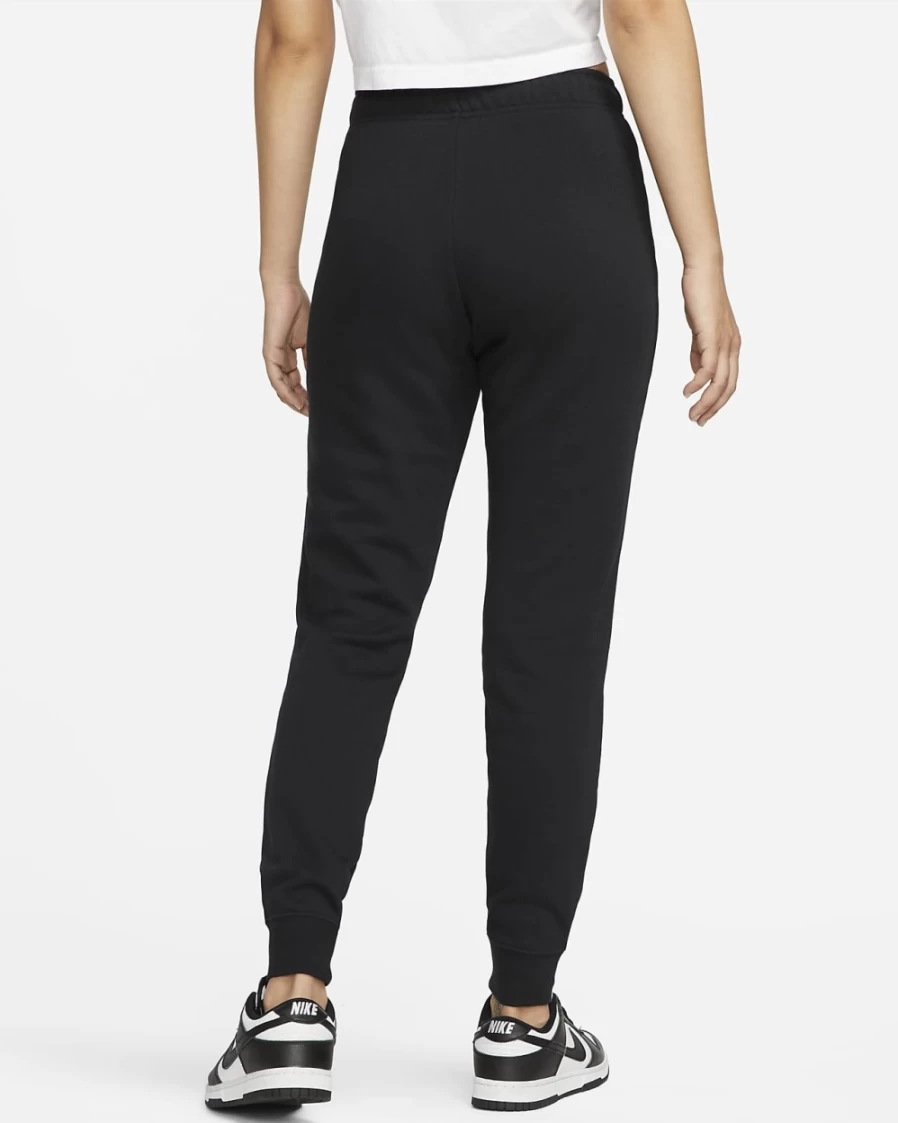 Nike Women's Sportswear Club Fleece Slim Joggers - Black/White Mid-Rise Workout Pants