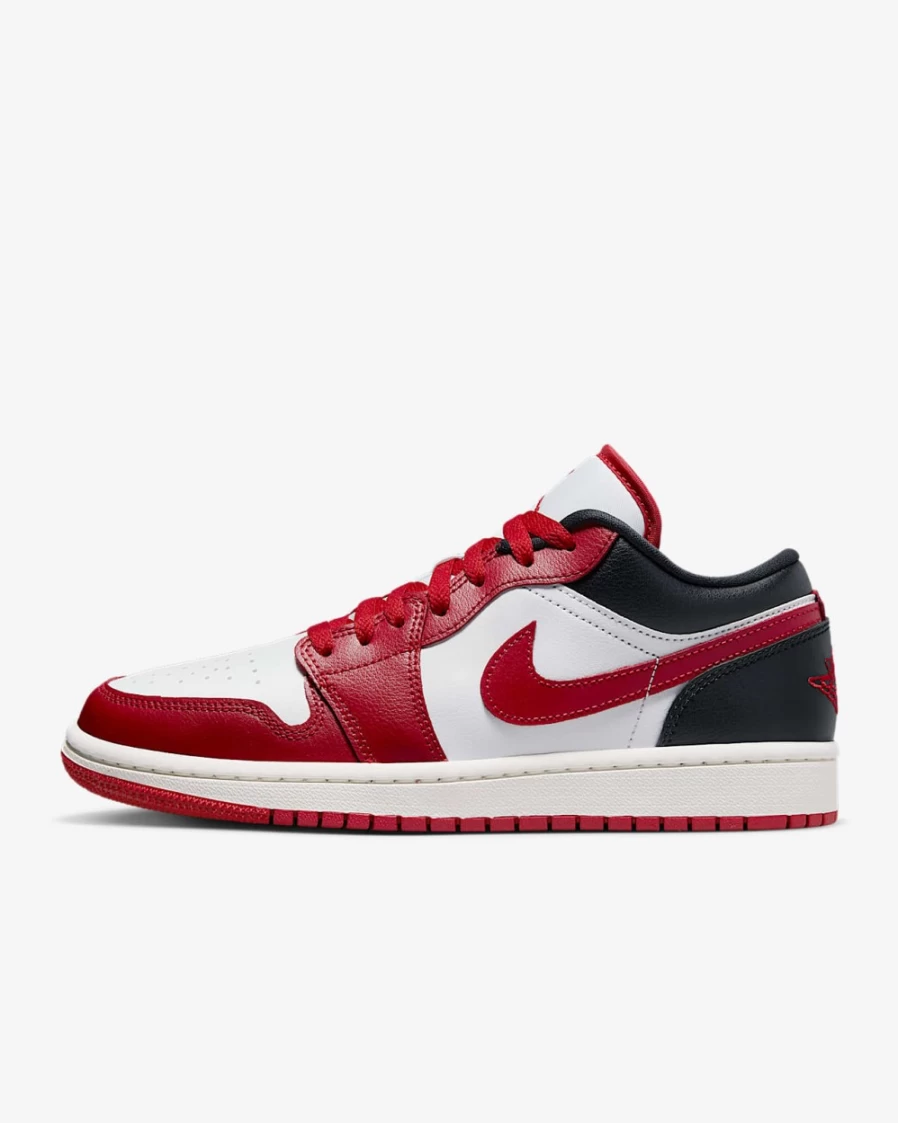 Nike Air Jordan 1 Low Women's Sneakers in White, Black, Sail & Gym Red
