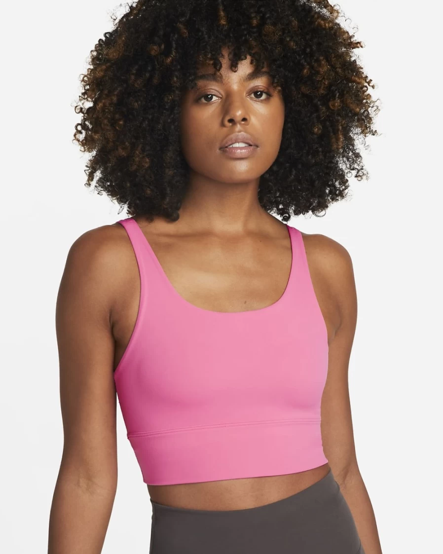 Nike Alate Solo Women's Light-Support Longline Sports Bra - Pinksicle/Particle Grey - Non-Padded Workout Top