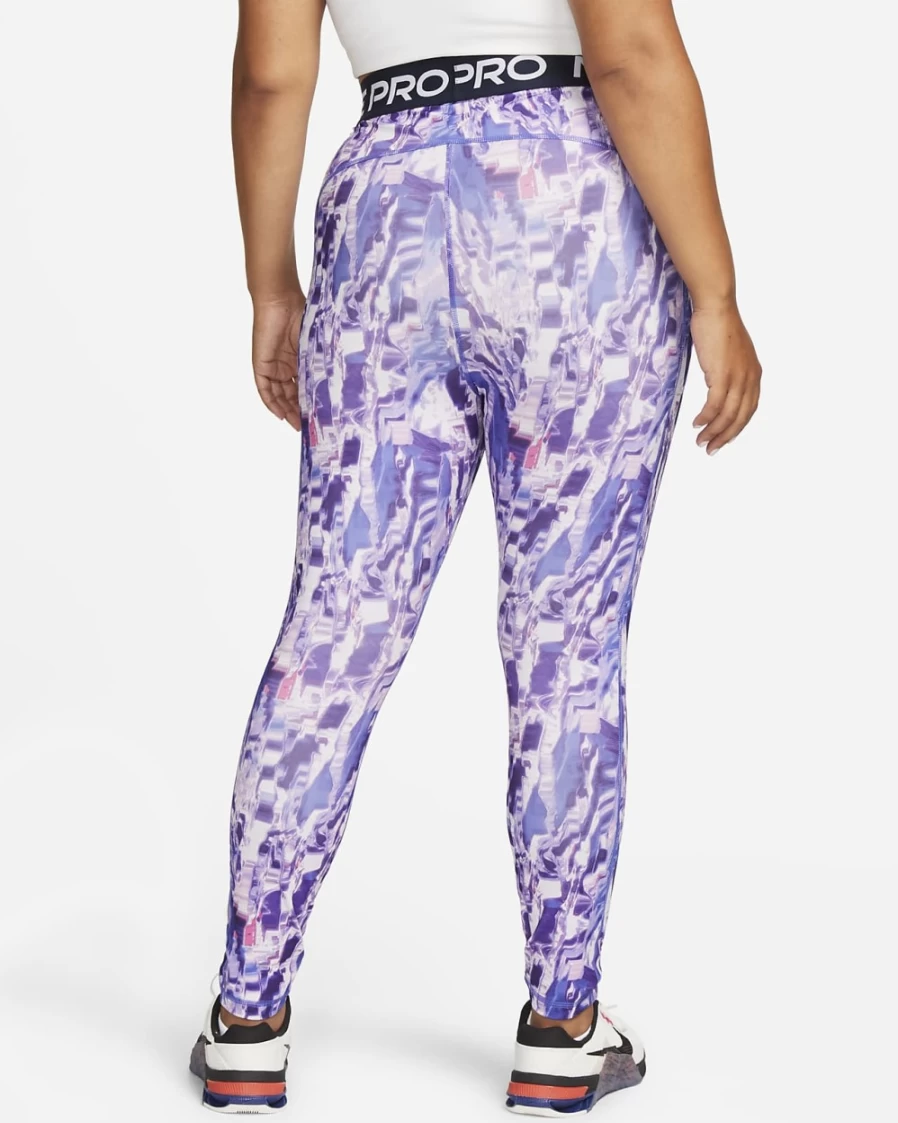 Nike Pro Women's Lapis/Obsidian Mid-Rise Allover Print Plus Size Training Leggings