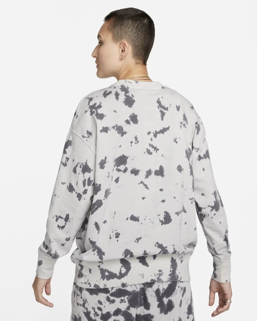 Nike Women's Black & White Cloud-Dye Crewneck Jersey Top - Sportswear Collection