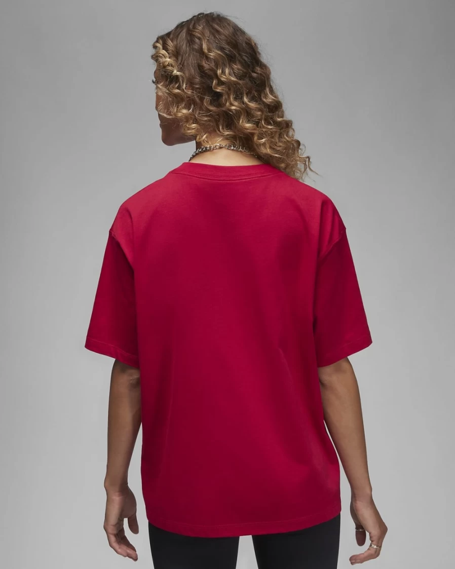 Nike Women's Gym Red Boxy T-Shirt - Jordan Brand Casual Tee