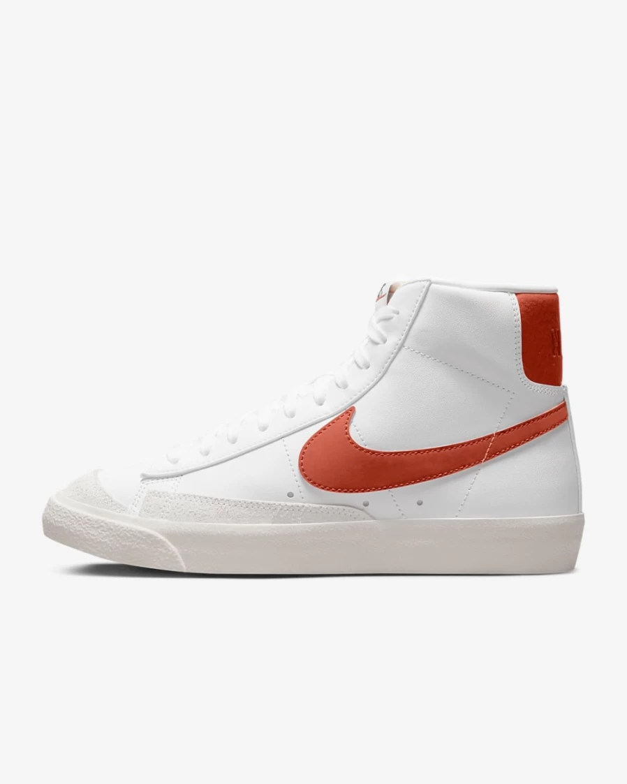 Nike Blazer Mid '77 Women's Sneakers in White, Sail, Cinnabar, and Mantra Orange