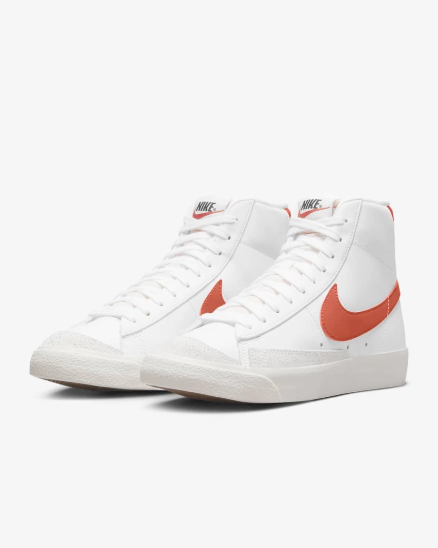 Nike Blazer Mid '77 Women's Sneakers in White, Sail, Cinnabar, and Mantra Orange